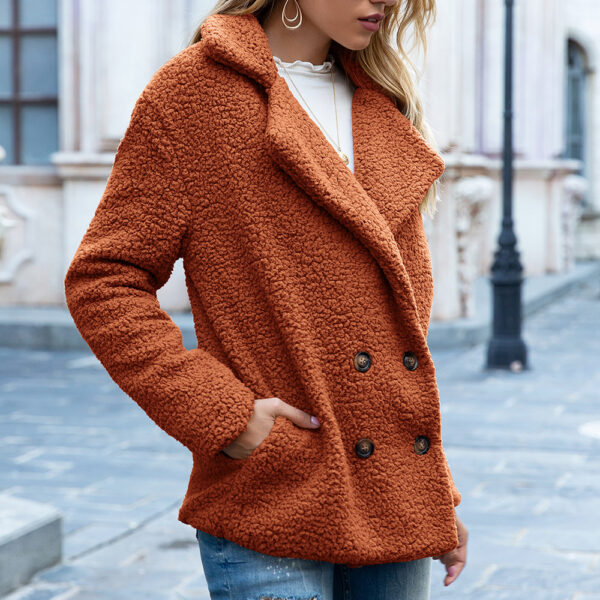 Loose Lapel Fluffy Coat Winter Button Jacket Cardigan Outwear For Women Clothing - Image 10