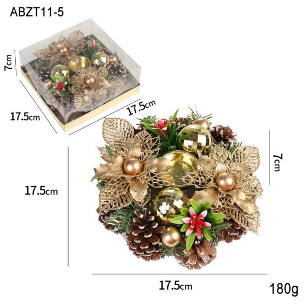 Christmas Candle Metals Candlestick Wreath Artificial Pinball Pinecone Candle Holder Fake Leaves Xmas New Year Home Table Decor - Image 3