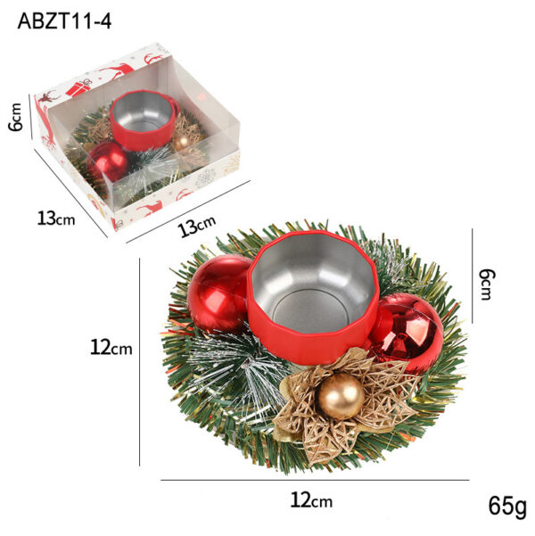 Christmas Candle Metals Candlestick Wreath Artificial Pinball Pinecone Candle Holder Fake Leaves Xmas New Year Home Table Decor - Image 4