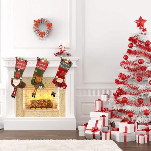 2024 New Year Xmas Big Stockings Set Decorations Christmas 3D Plush Big Sock Christmas Tree Pendant Decorating Supplies - Image 5