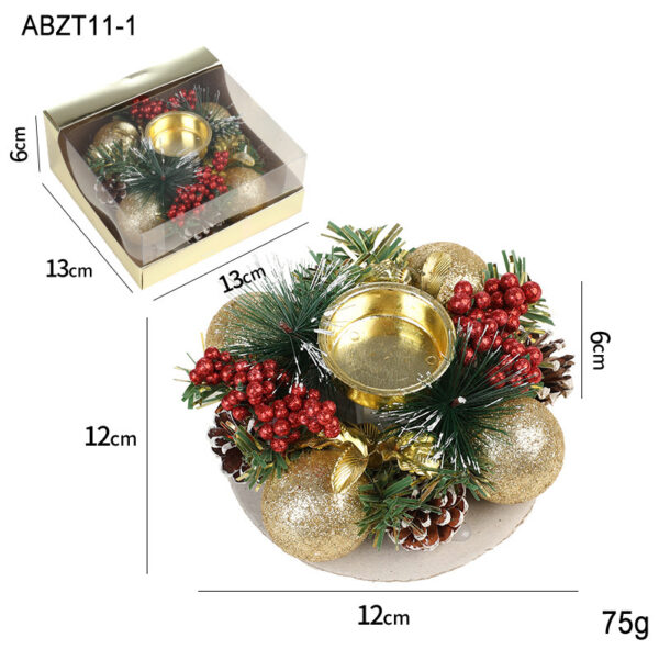 Christmas Candle Metals Candlestick Wreath Artificial Pinball Pinecone Candle Holder Fake Leaves Xmas New Year Home Table Decor - Image 6