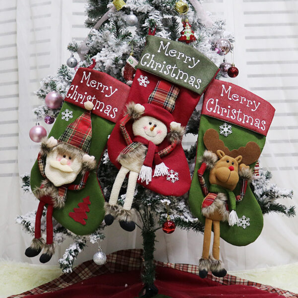 2024 New Year Xmas Big Stockings Set Decorations Christmas 3D Plush Big Sock Christmas Tree Pendant Decorating Supplies - Image 8