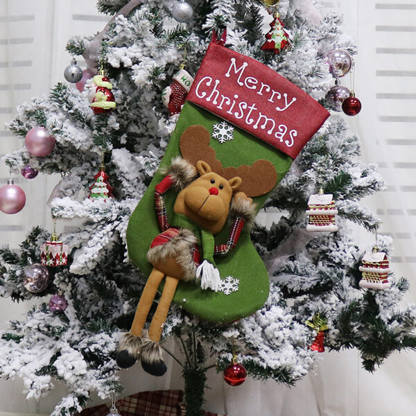 2024 New Year Xmas Big Stockings Set Decorations Christmas 3D Plush Big Sock Christmas Tree Pendant Decorating Supplies - Image 3