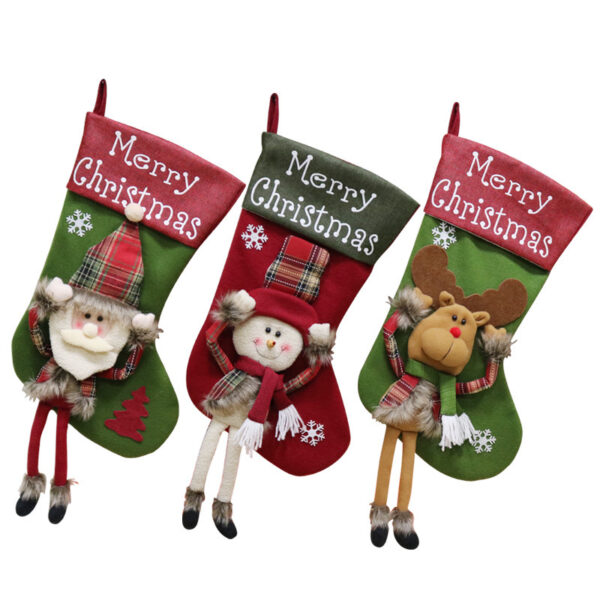 2024 New Year Xmas Big Stockings Set Decorations Christmas 3D Plush Big Sock Christmas Tree Pendant Decorating Supplies - Image 2