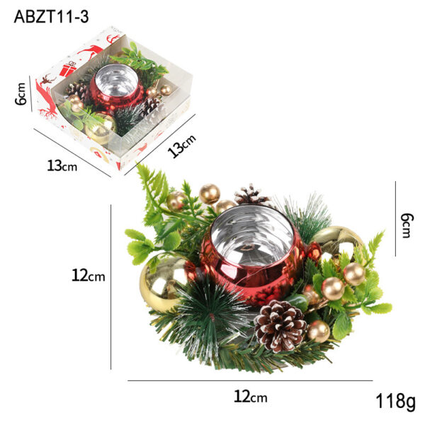 Christmas Candle Metals Candlestick Wreath Artificial Pinball Pinecone Candle Holder Fake Leaves Xmas New Year Home Table Decor - Image 7