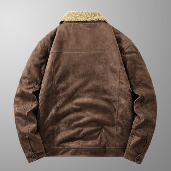 Autumn And Winter Suede Fabric Jacket Men's Fleece-lined Padded Lapel More Pockets - Image 3