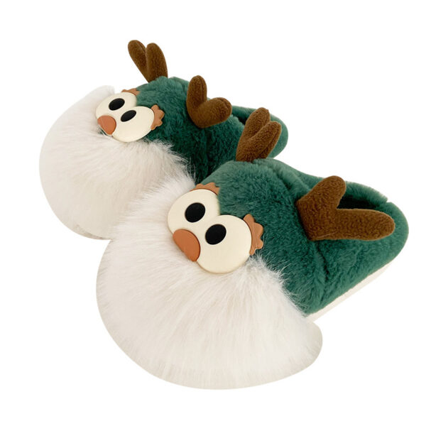 Cute Cartoon Christmas Deer Cotton Shoes Winter Indoor Floor Home Slippers Half-covered Heel Warm Plush Shoes Women - Image 8