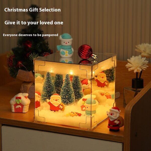 Christmas DIY Decorations Mirror And LED Cube Lamp 3D Santa Claus Snowman Tree Christmas Lights DIY Material Kit For Xmas Decor - Image 3