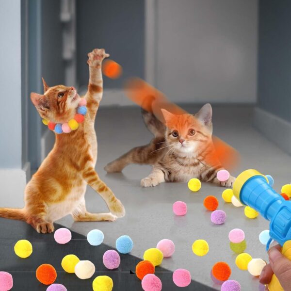 Cat Toy Ball Launcher Gun Cat Fetch Toy Gun Shooter Plush Ball Shooting Gun With 20Pcs Pom Pom Balls  Toys Interactive For Indoor Cats - Image 2