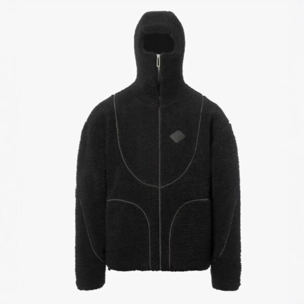 Men's Fashion Lamb Wool Hooded Zipper Coat Sweatshirt Patchwork Line Design Male Tops Casual - Image 5