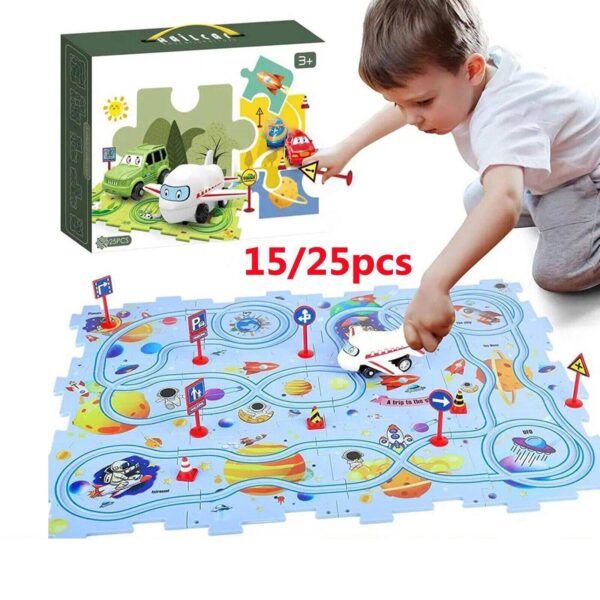 DIY Car Track Puzzle Play Set Preschool Educational Montessori Toy Gift For Kids - Image 10