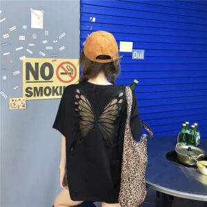 Korean Version Of Large Size Loose Women's Large Pattern Hollow Butterfly