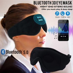 Wireless Bluetooth Stereo Music Eye Mask - Blackout Sleep Mask with Built-in Speakers for Side Sleepers Travel Relaxation