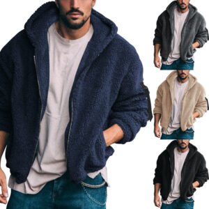 Men's Jacket For Autumn And Winter, Double-Sided Fleece, Warm Nylon Jacket, Amazon Loose-Fitting Hooded Casual Jacket